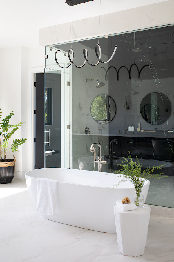 Lauren Jacobsen Interior Design, modern farmhouse, master bathroom tub