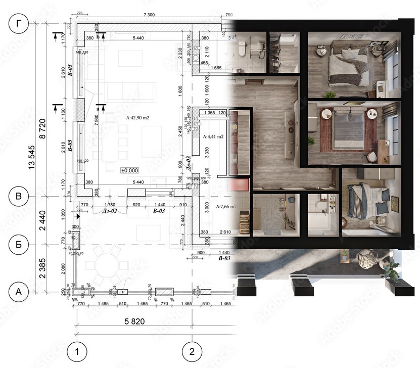 blueprints and interior design plans