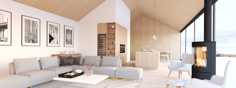White Scandinavian living room interior