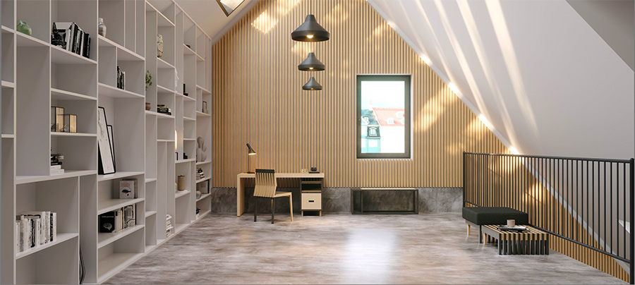 Laengsel NY loft minimalist office/study