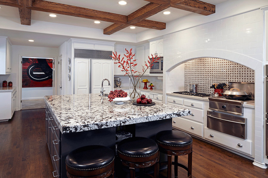 White Ice granite kitchen island countertop