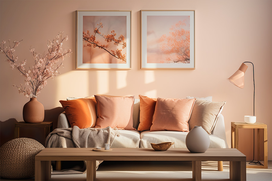 Peach Fuzz living room inspiration